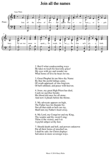 Join all the names. A new tune to a wonderful Isaac Watts hymn.