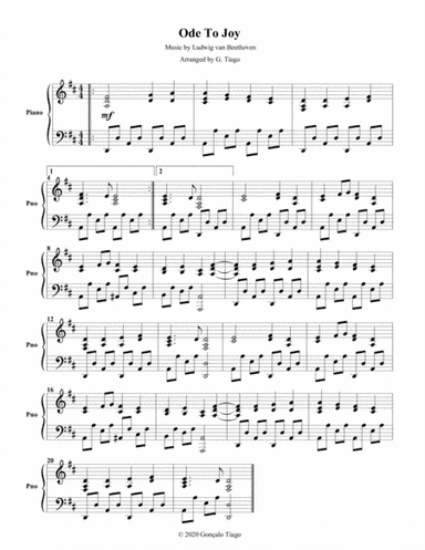 Ode To Joy (Piano Solo) (arr. G. Tiago)