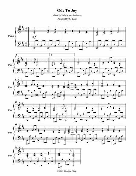 Ode To Joy (Piano Solo) (arr. G. Tiago)
