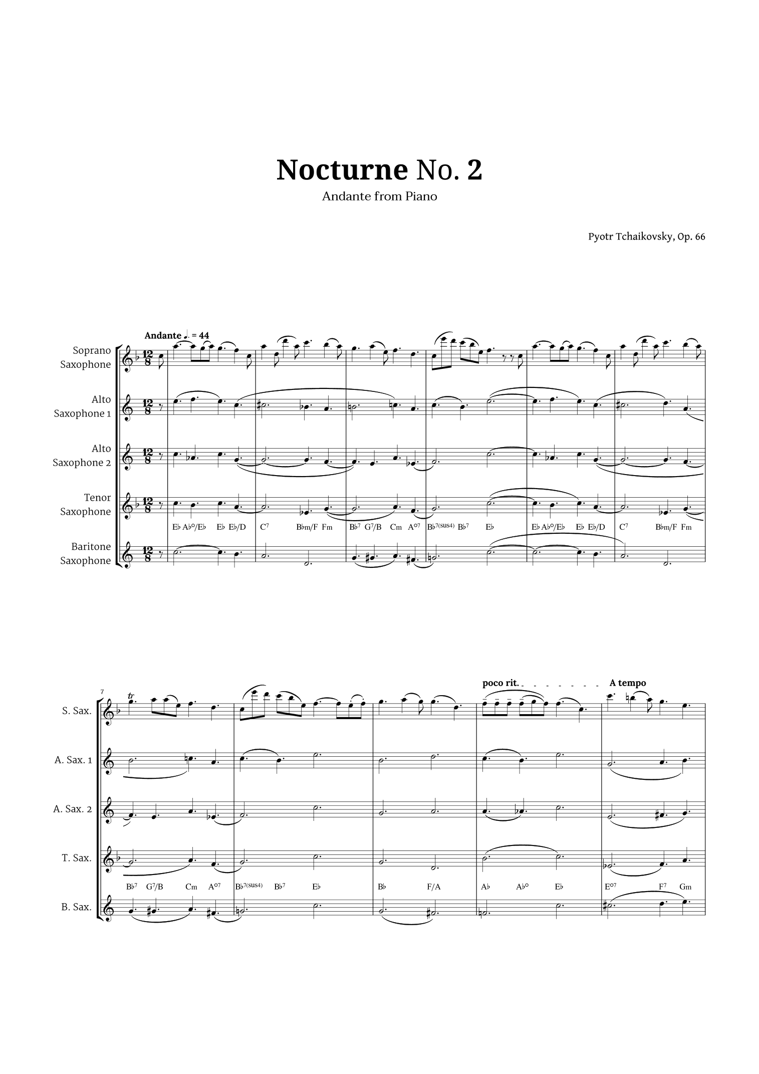 Nocturne by Chopin for Sax Quintet (arr. Langanho)