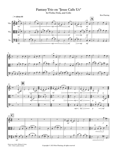 Fantasy Trio on Jesus Calls Us for Violin, Viola, and Cello