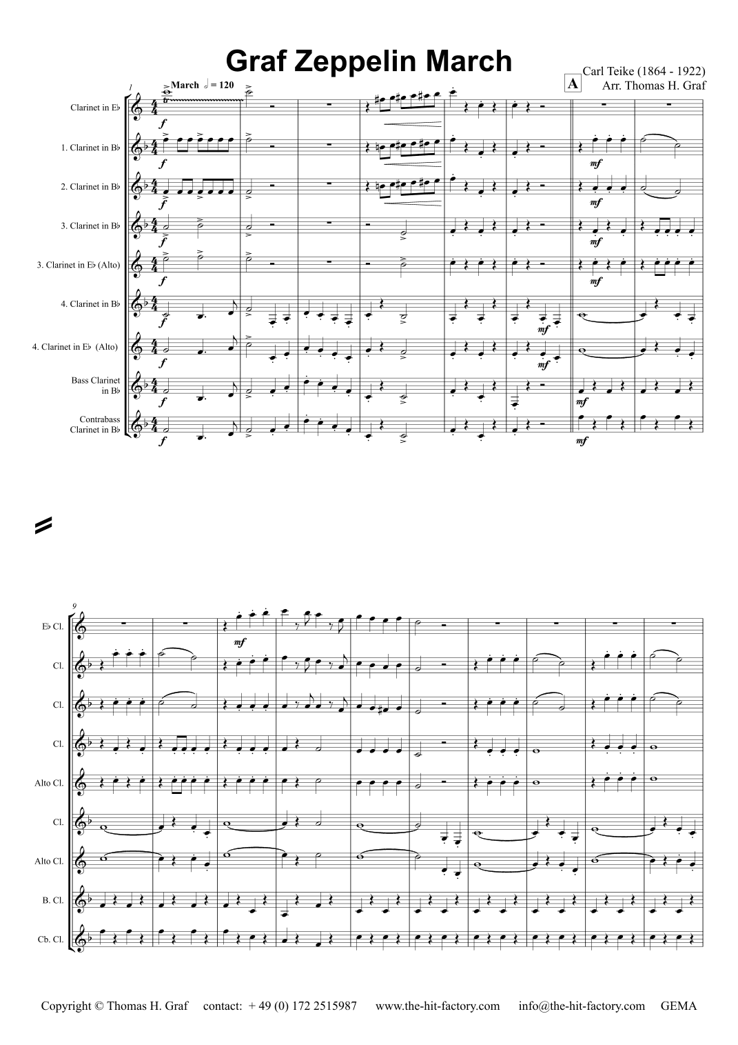 Graf Zeppelin Marsch - The Conqueror - Clarinet Quintet - Eb (arr. Thomas H. Graf)