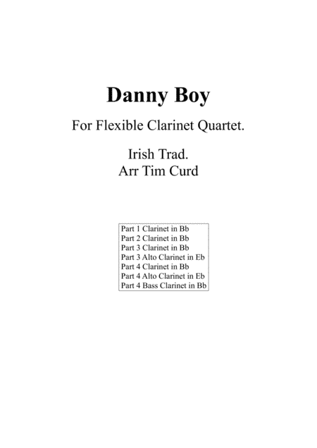 Danny Boy for Flexible Clarinet Quartet (arr. Tim Curd)