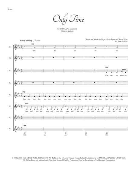 Only Time (arr. Julie Gaulke)