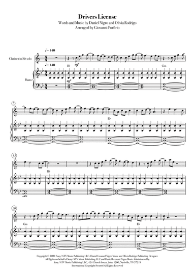Drivers License (arr. Giovanni Porfirio)
