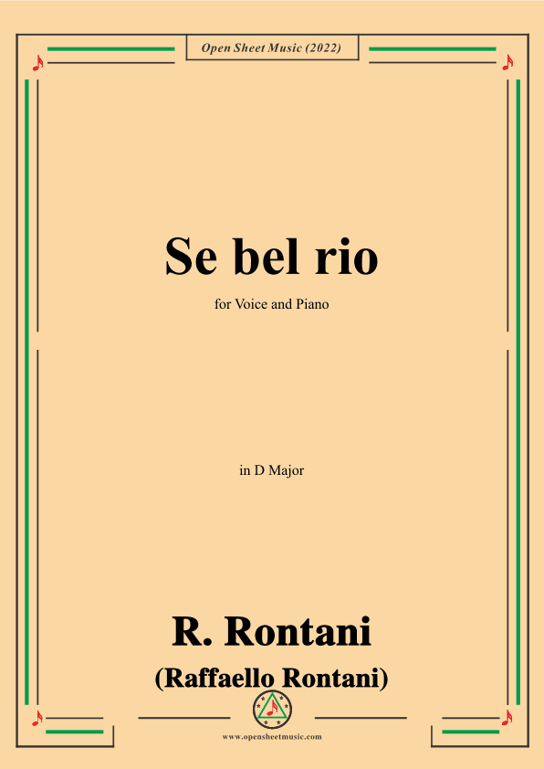 R. Rontani-Se bel rio,in D Major,for Voice and Piano (arr. OSM Press)