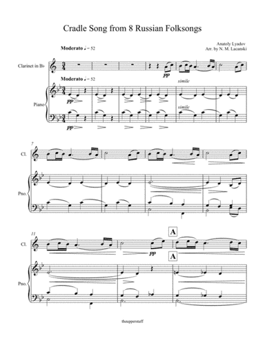 Cradle Song from 8 Russian Folksongs (arr. Nick Lacanski)