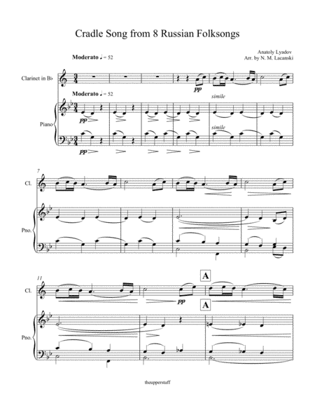Cradle Song from 8 Russian Folksongs (arr. Nick Lacanski)