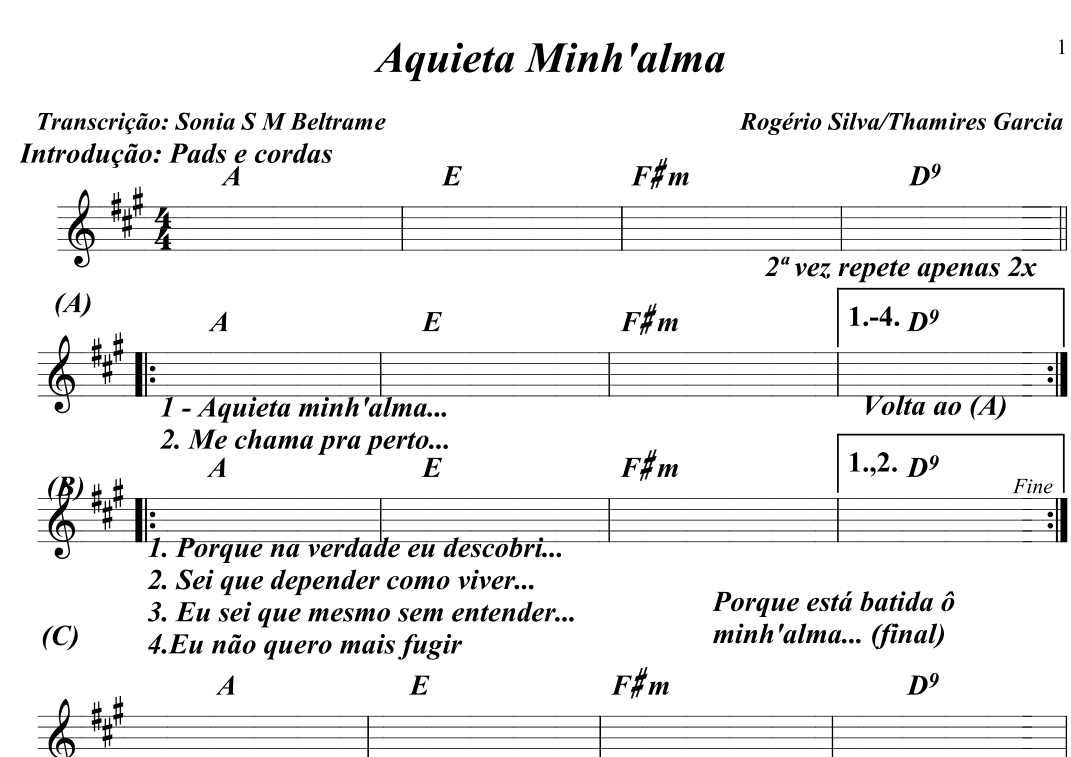 Aquieta Minh'alma (arr. Sônia S M Beltrame)