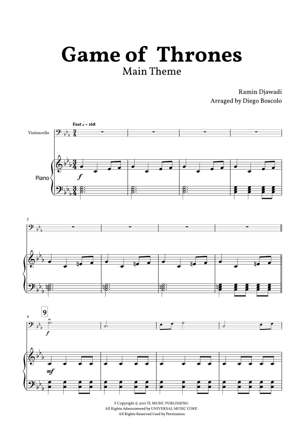 Game Of Thrones (arr. Diego Boscolo)