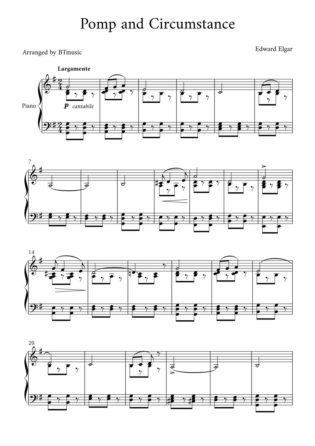 Pomp and Circumstance - Edward Elgar (arr. BTmusic)