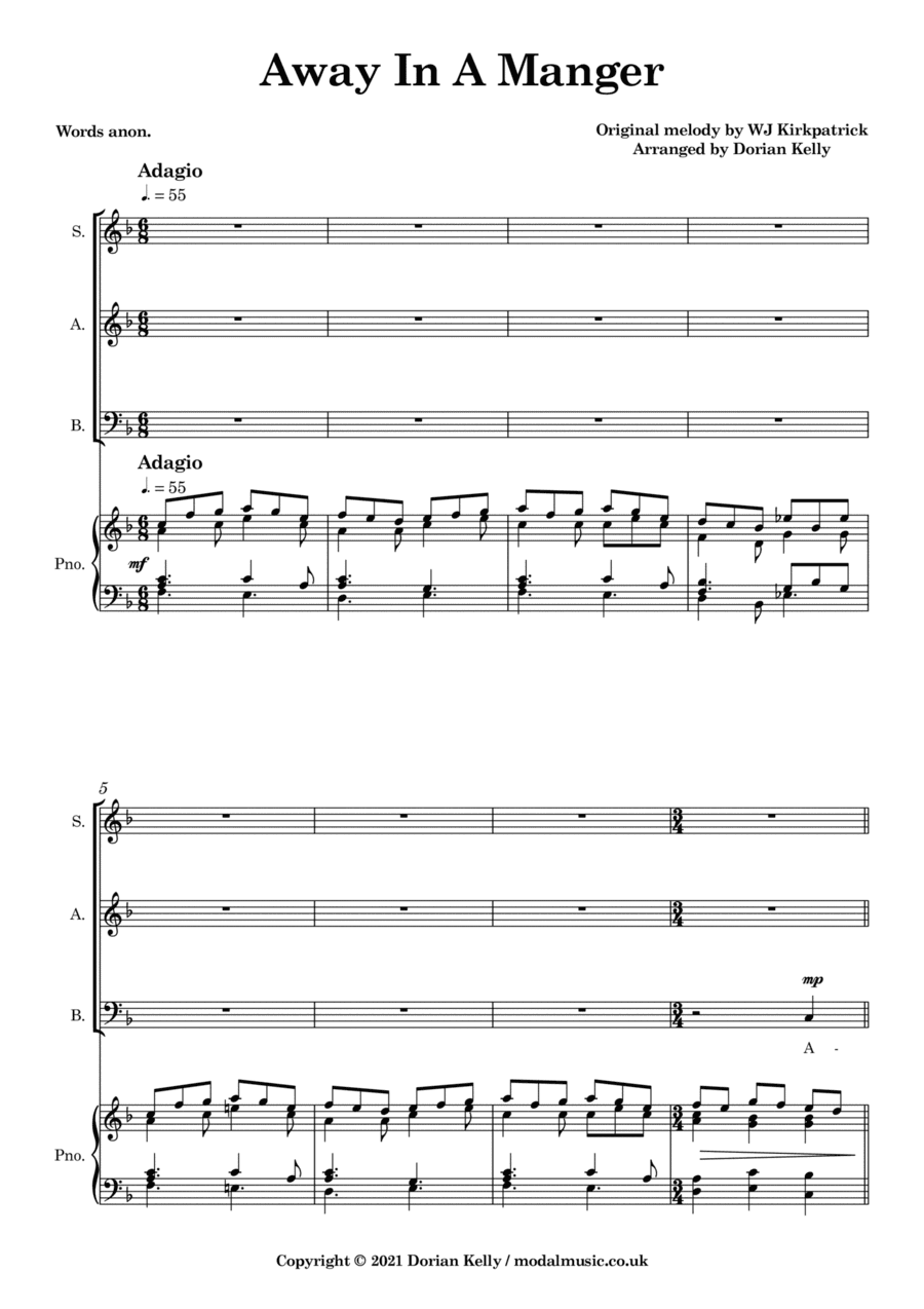 Away In A Manger (SAB) (arr. Dorian Kelly)