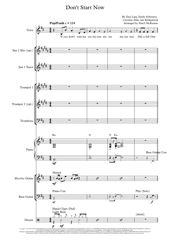 Don't Start Now (arr. Daryl McKenzie)