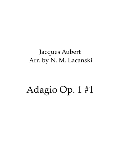 Adagio Op. 1 #1 (arr. Nick M Lacanski)