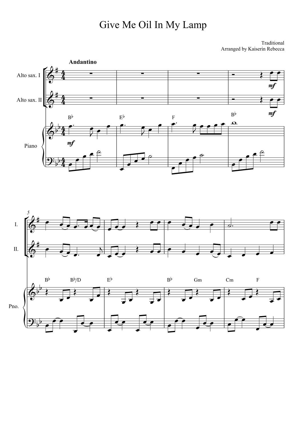 Give Me Oil in My Lamp (arr. Kaiserin Rebecca)