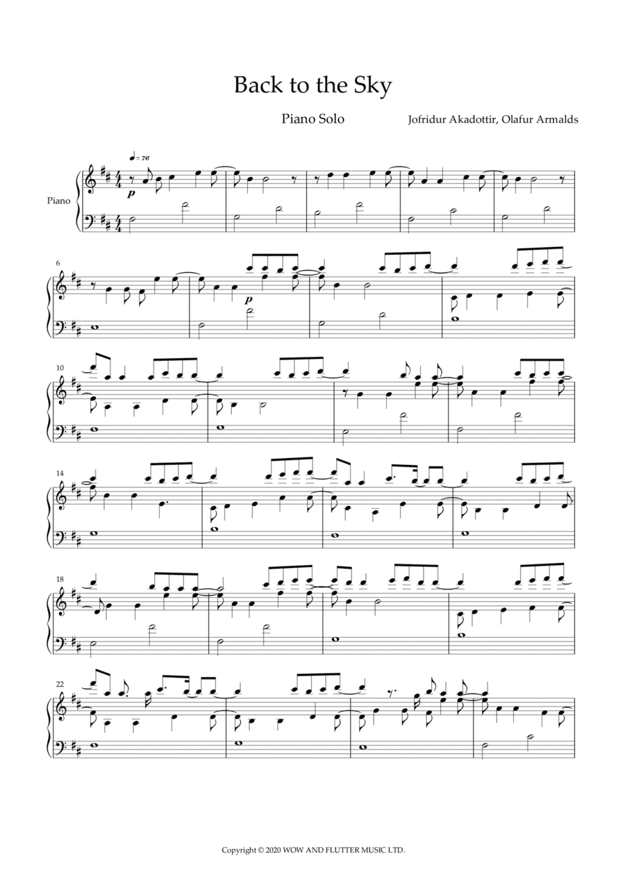 Back To The Sky (arr. Peligot)