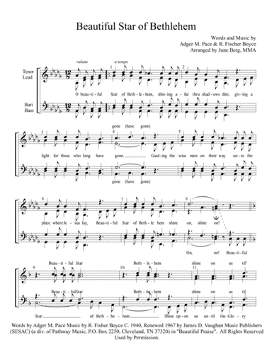Beautiful Star Of Bethlehem (arr. June Berg, MMA)