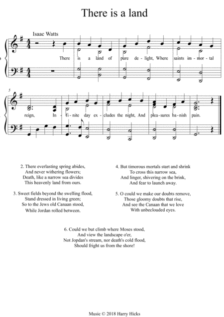There is a land of pure delight. A new hymn to a wonderful Isaac Watts hymn.