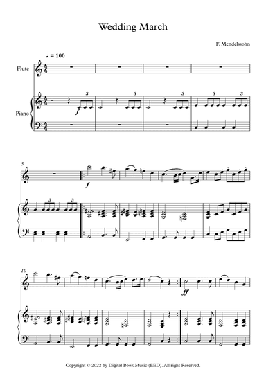 Wedding March - Felix Bartholdy Mendelssohn (Flute + Piano) (arr. Digital Book Music)