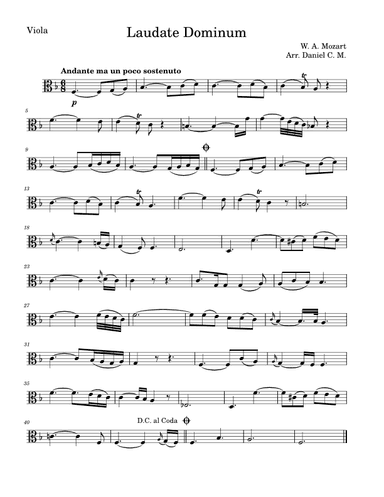 Laudate Dominum for viola and piano (easy) (arr. Daniel C. M.)