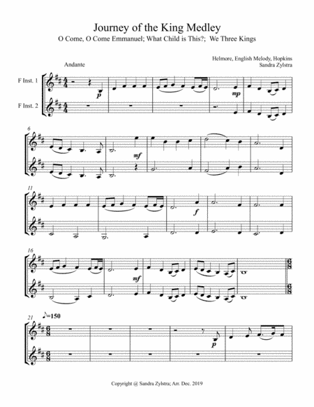 Journey Of The King (treble F instrument duet, parts only) (arr. Sandra Zylstra)