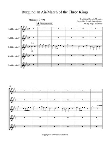 Burgundian Air/March of the Three Kings (F min) (French Horn Quintet) (arr. Regis Bookshar)
