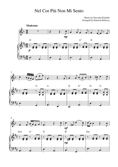 Nel Cor Più Non Mi Sento (for clarinet in A solo and piano accompaniment) (arr. Kaiserin Rebecca)