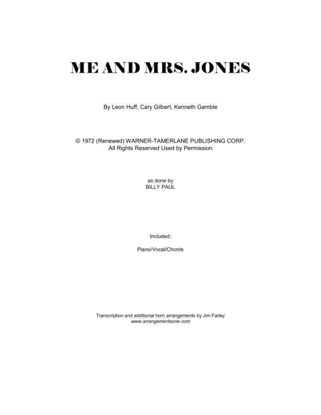 Me And Mrs. Jones (arr. Jim Farley www.arrangementsone.com)
