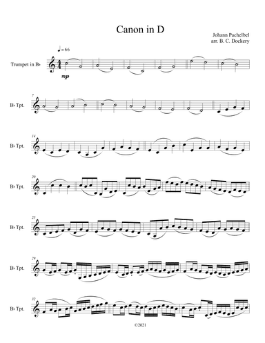 Canon in D (Trumpet Solo) (arr. B. C. Dockery)