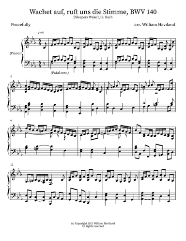 Wachet auf, ruft uns die Stimme ['Sleepers Wake'], BWV 140 (arr. William Haviland)