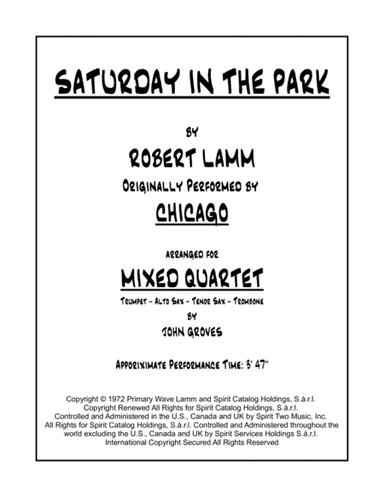 Saturday In The Park (arr. John Groves)