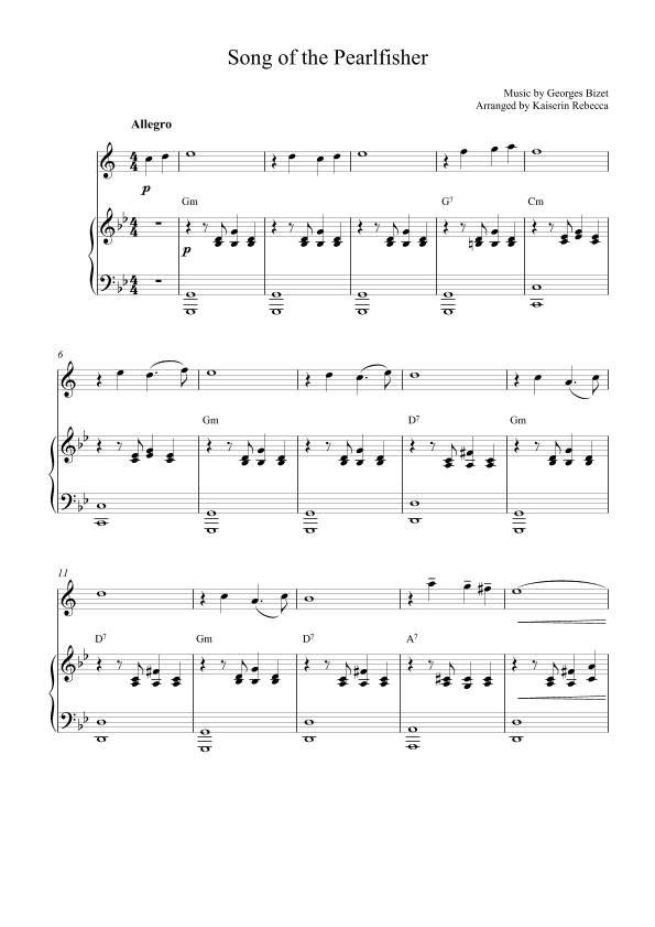 Song of the Pearlfisher (arr. Kaiserin Rebecca)