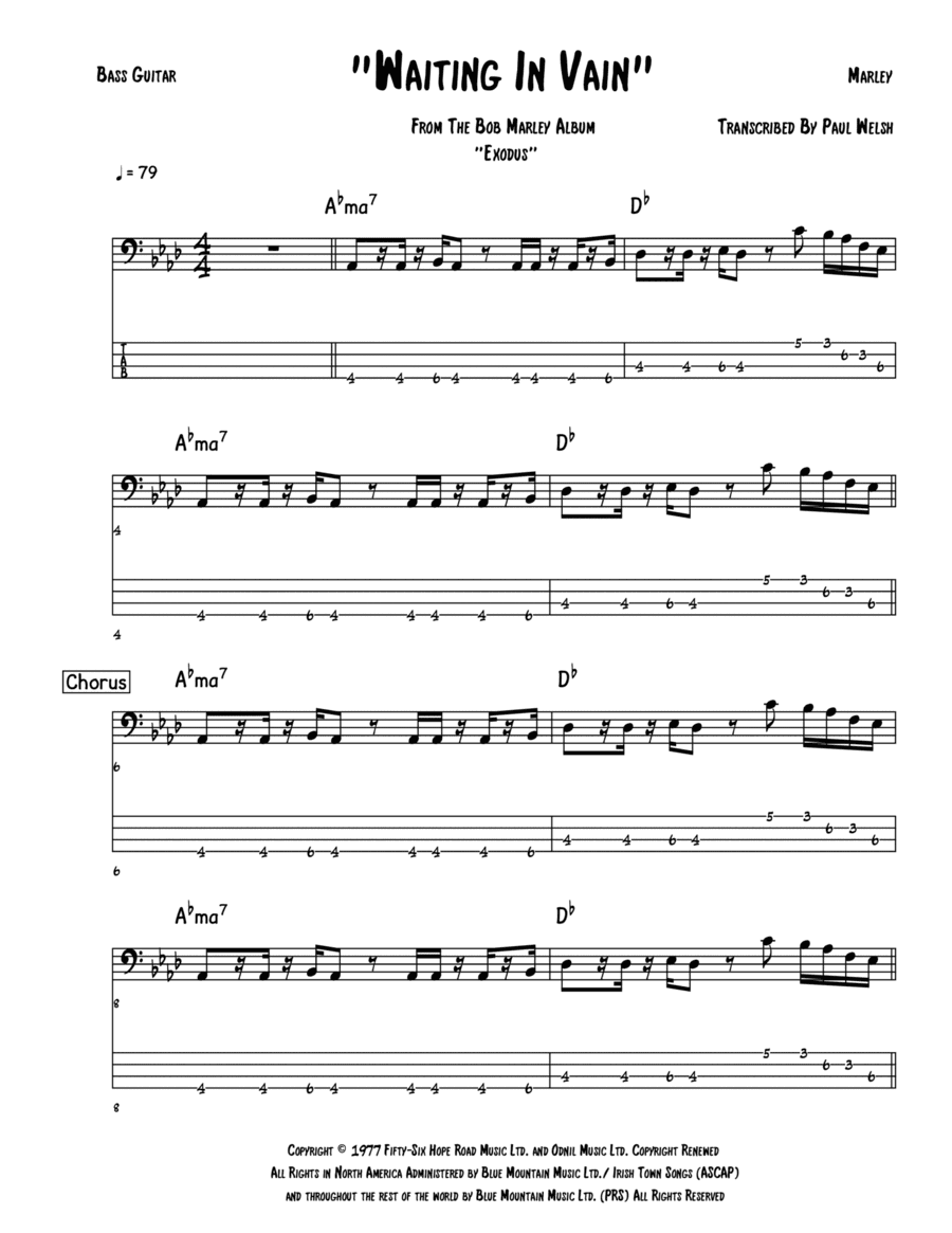 Waiting In Vain (arr. Accubass)