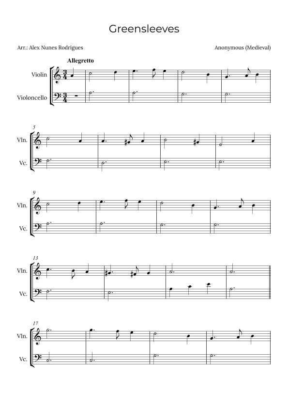 Greensleeves (arr. Alex Nunes Rodrigues)