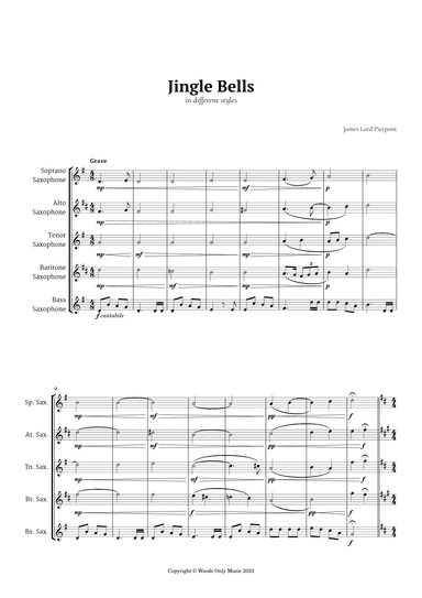 Jingle Bells in Different Styles for Saxophone Ensemble (arr. Ander)