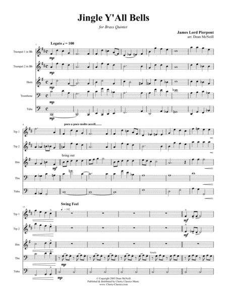 Jingle Y’All Bells (comical version) for Brass Quintet (arr. McNeill, Dean)