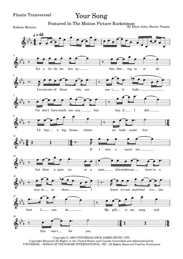 Your Song (arr. Rafaela Moreira)