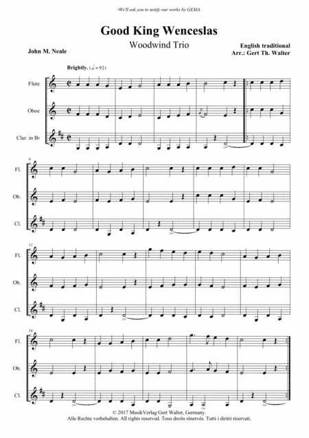 Good King Wenceslas (arr. Gert Th. Walter)