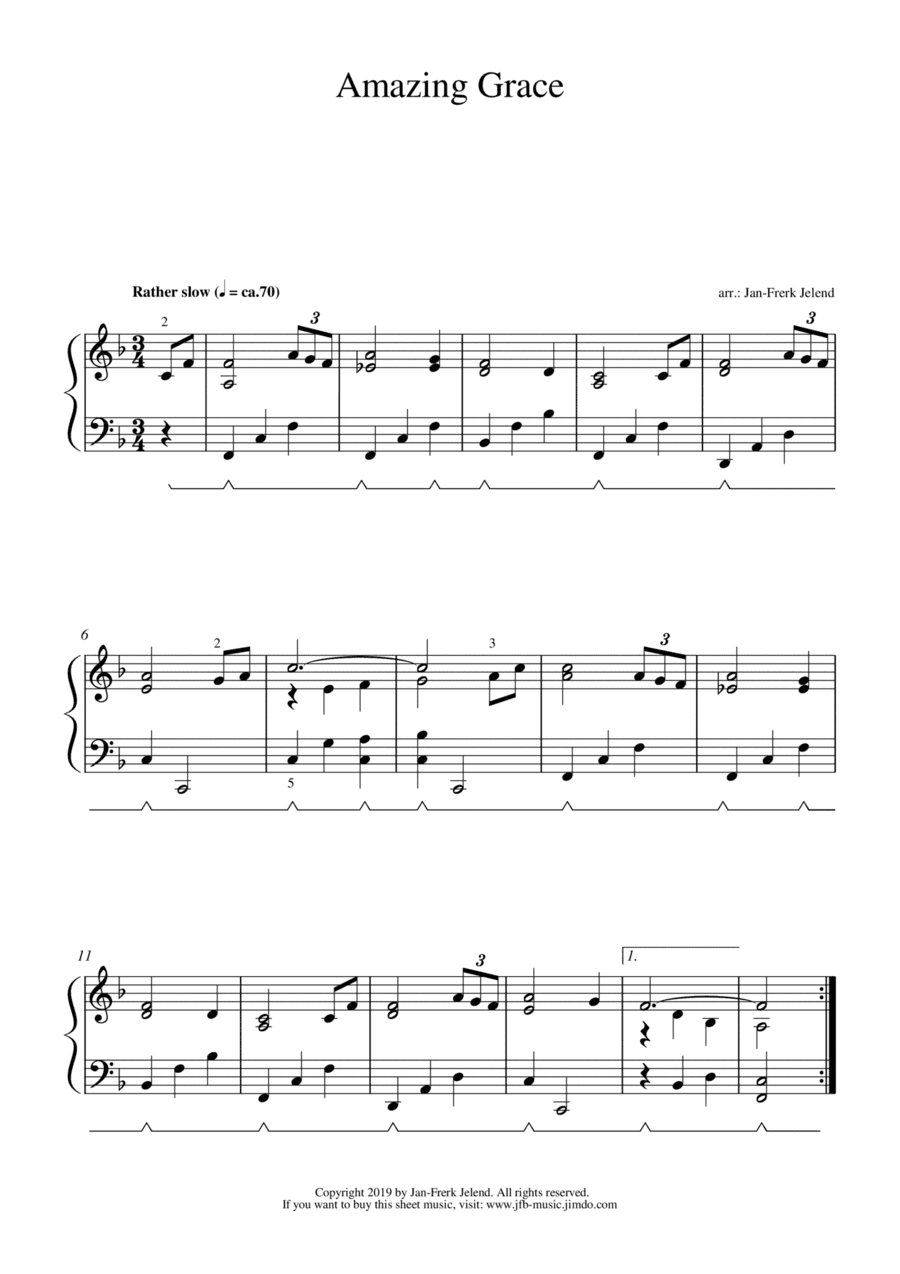 Amazing Grace - Easy Piano Arrangement (arr. Jan-Frerk Jelend)
