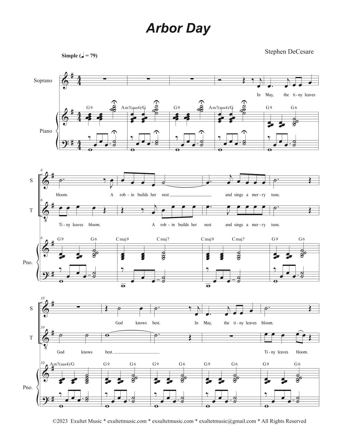 Arbor Day (2-part choir - (Soprano and Tenor)