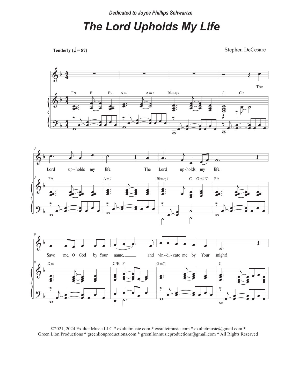 The Lord Upholds My Life (Psalm 54) (Unison choir)