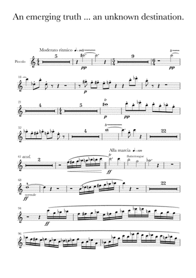 An Emerging truth, an unknown destination. For Full orchestra