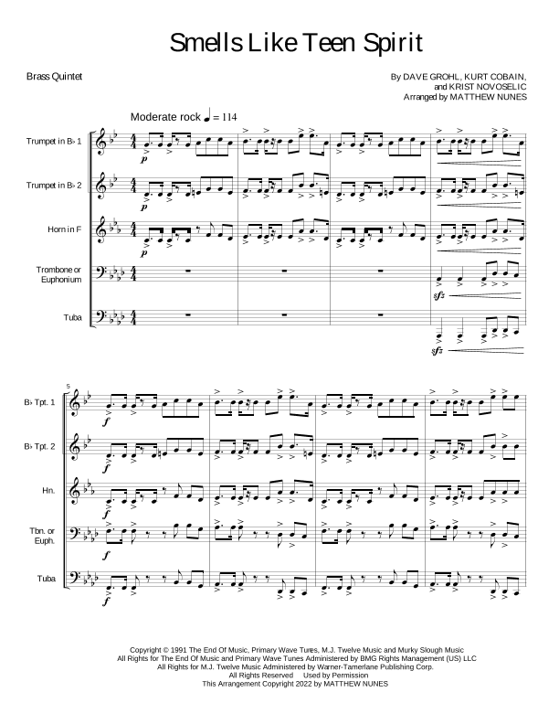 Smells Like Teen Spirit (arr. Matthew Nunes)