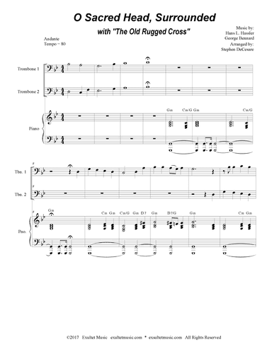 O Sacred Head, Surrounded (with "The Old Rugged Cross") (Trombone Duet) (arr. Stephen DeCesare)