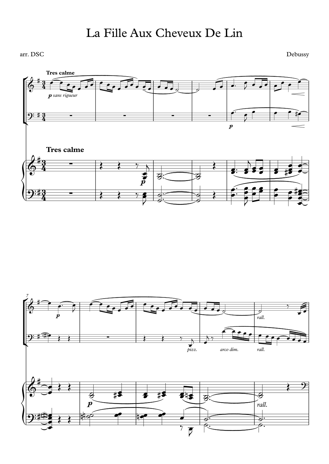 La Fille Aux Cheveux De Lin (arr. Derek STUART-CLARK)