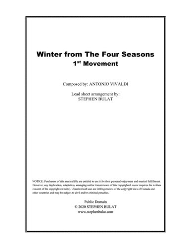 Winter - 1st Movement from "The Four Seasons" (Vivaldi/John Wick) - Lead sheet (key of G minor) (arr. Stephen Bulat)