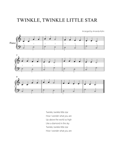 Twinkle, twinkle little star - with drawing activity (arr. Amanda Kohn)
