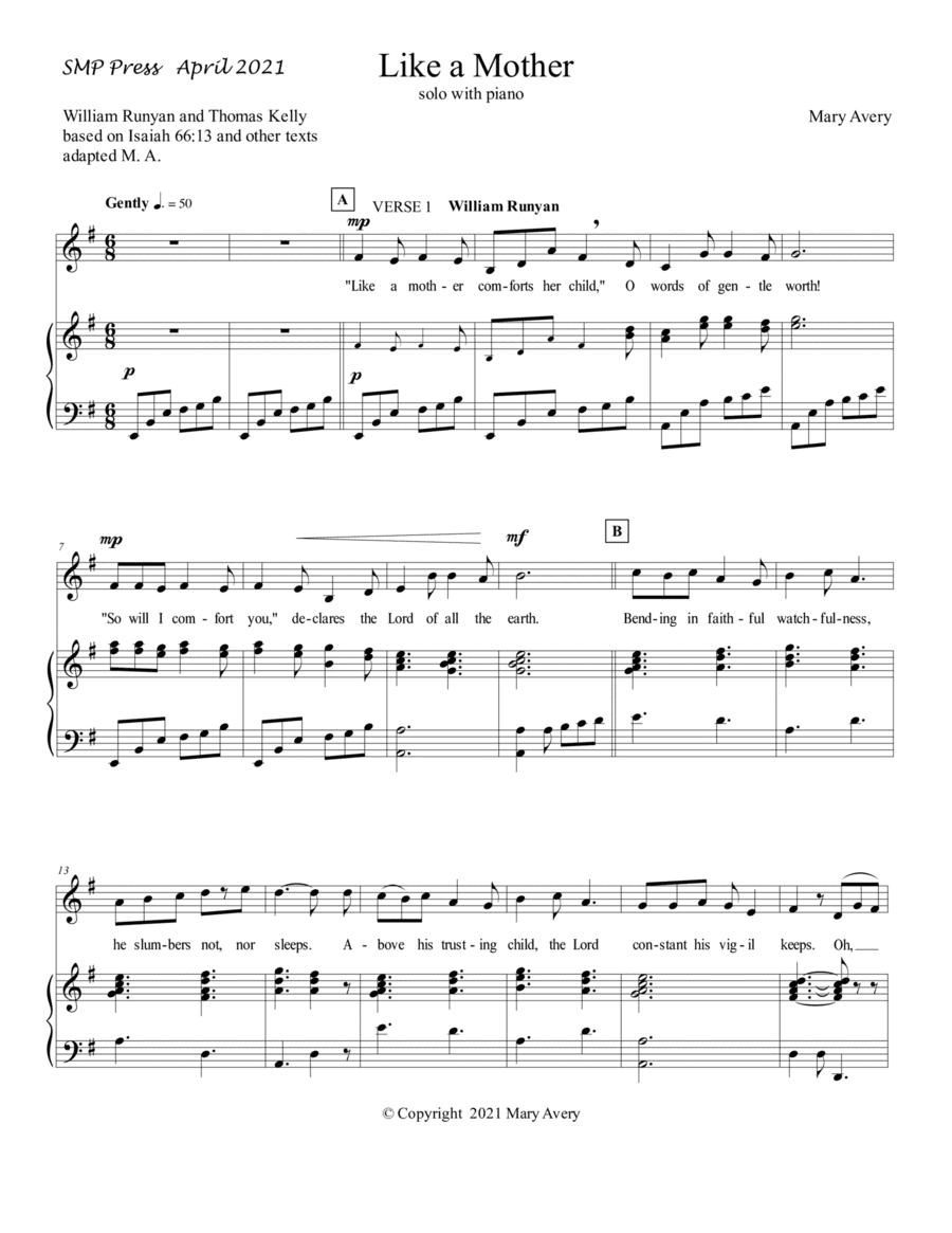 Like a Mother vocal solo with piano