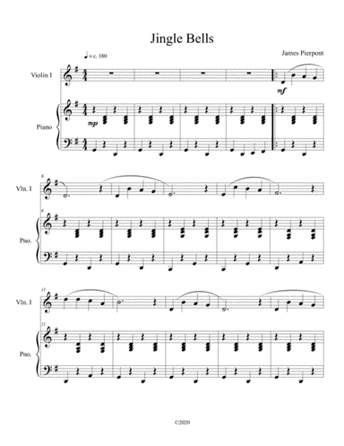 Jingle Bells (solo violin) with optional piano accompaniment (arr. B C Dockery)
