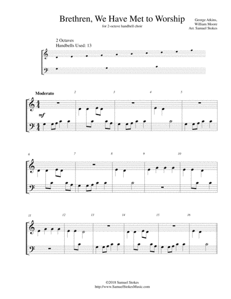 Brethren, We Have Met to Worship (Christians, We Have Met to Worship) - for 2-octave handbell choir (arr. Samuel Stokes)